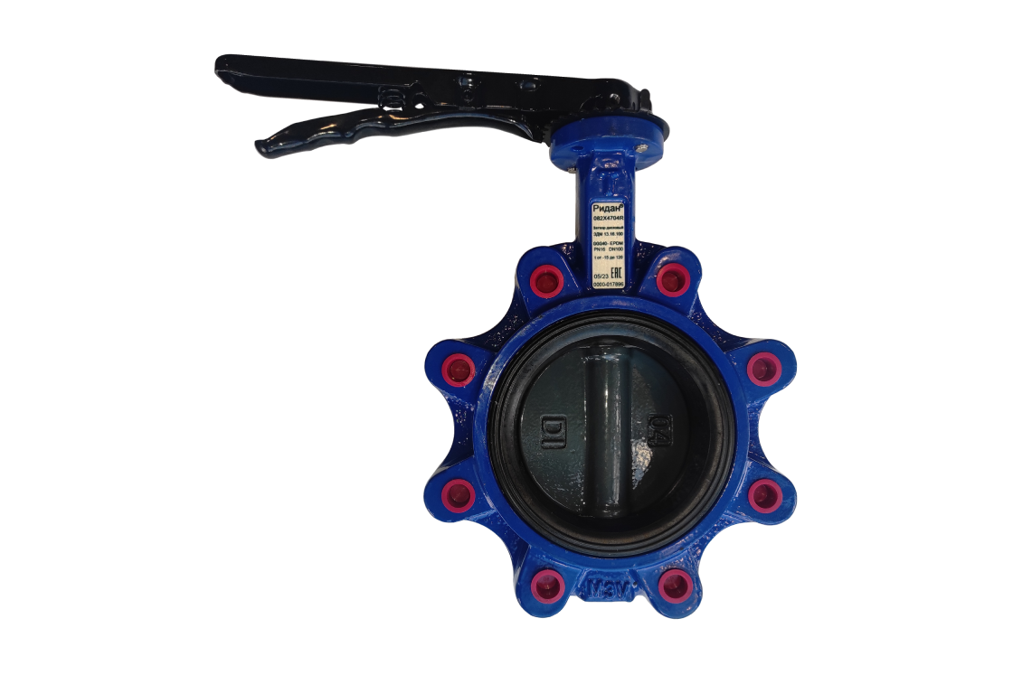 Ридан 082X4969R — Затвор дисковый с резьбовыми проушинами ЗДМ PN25, DN300, с рукояткой, корпус чугун GGG40, диск нержавеющая сталь 316, уплотнение EPDM