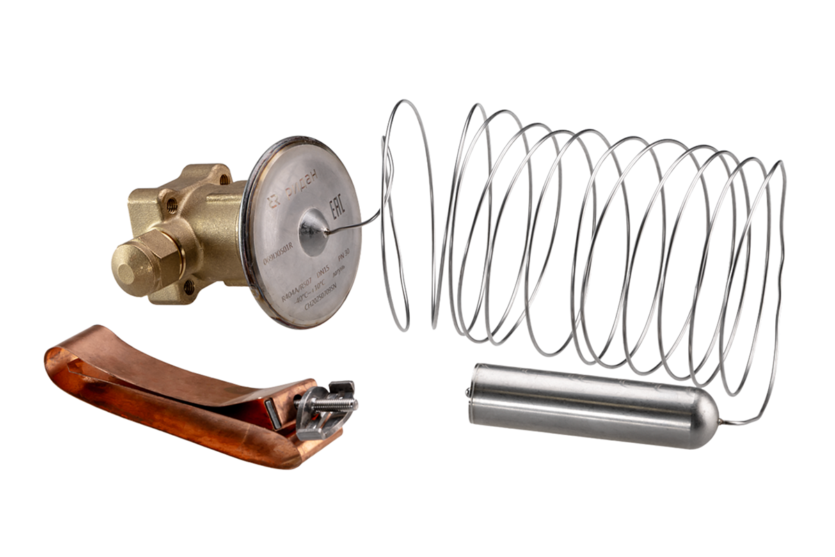 Термочувствительный элемент с хомутом крепления термобаллона